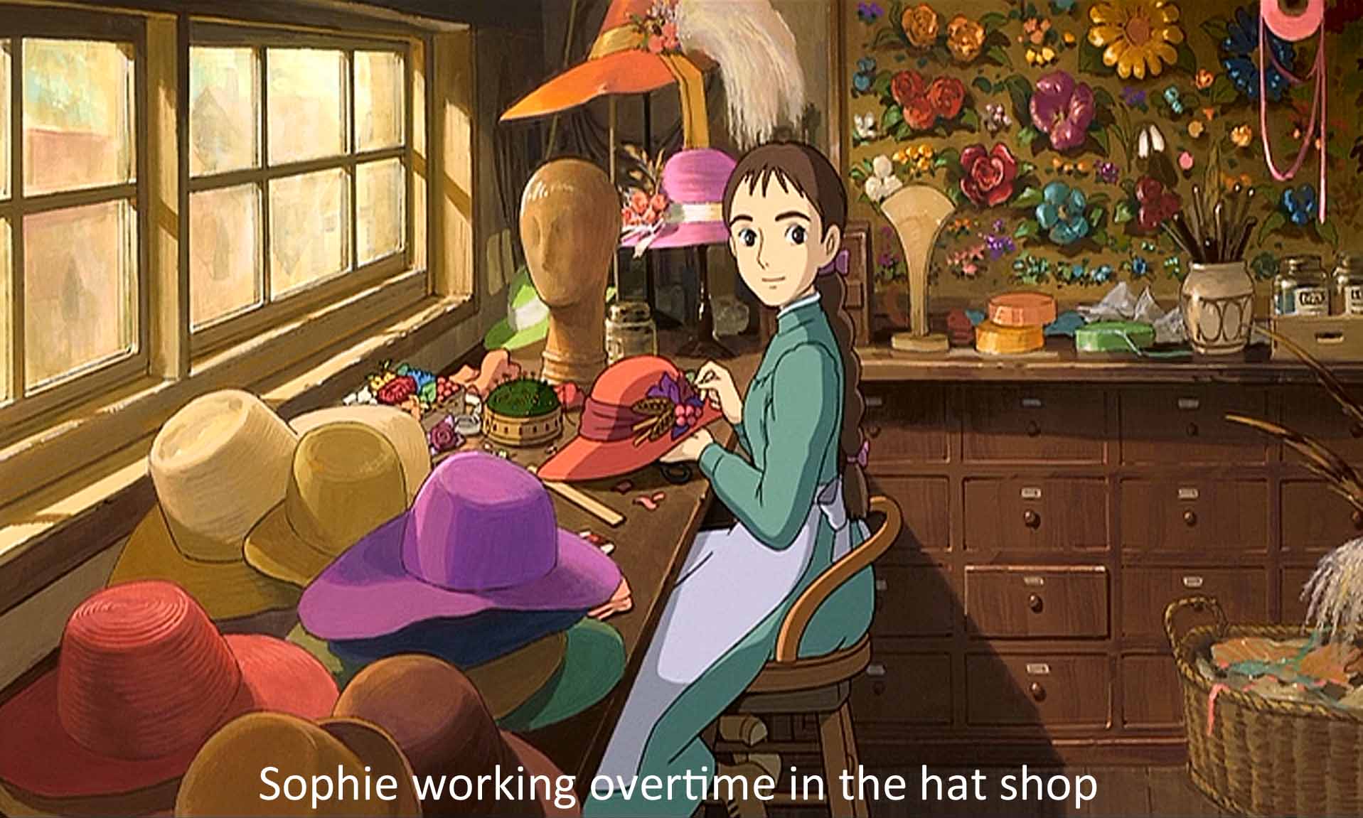 Sophie in the hat shop