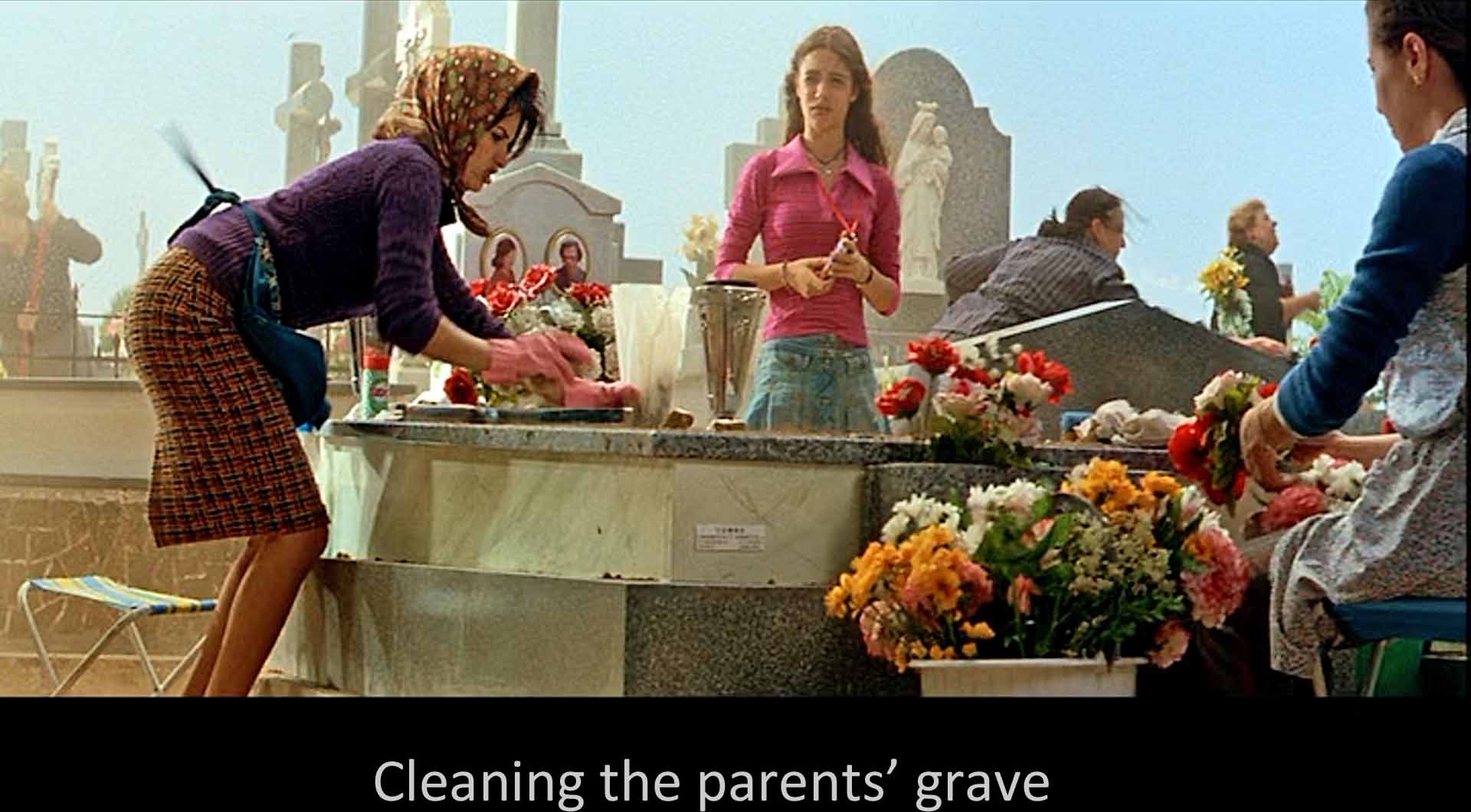 Cleaning the parents’ grave