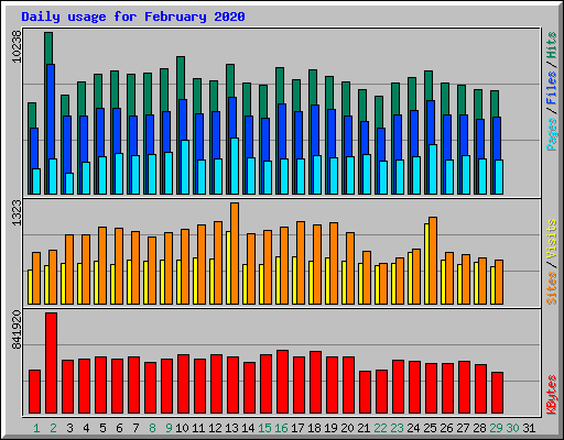 Daily usage for February 2020