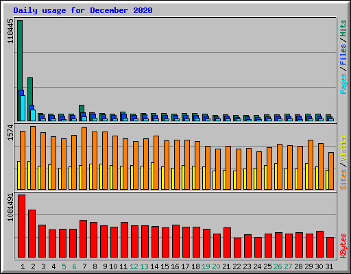 Daily usage for December 2020