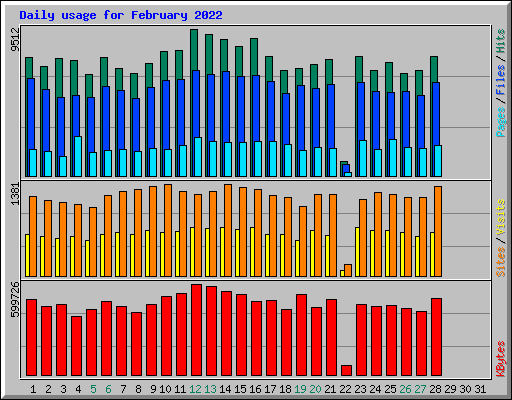 Daily usage for February 2022
