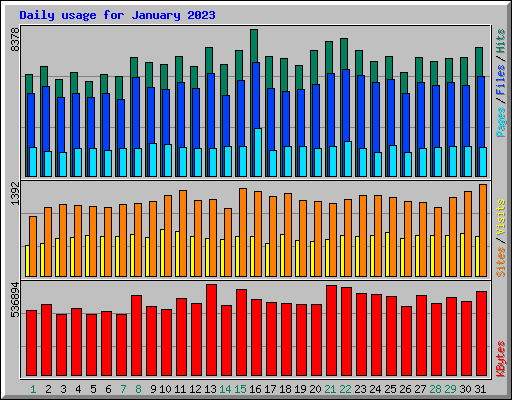 Daily usage for January 2023