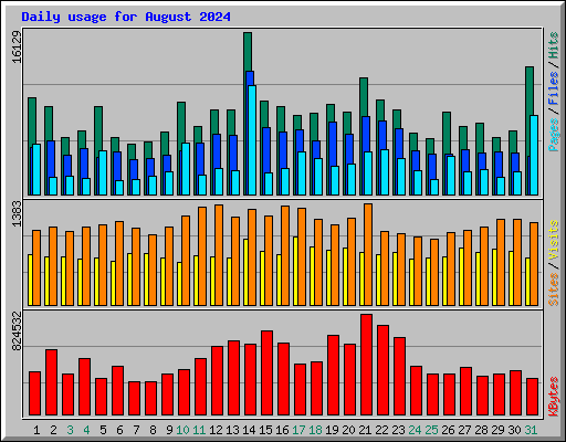 Daily usage for August 2024