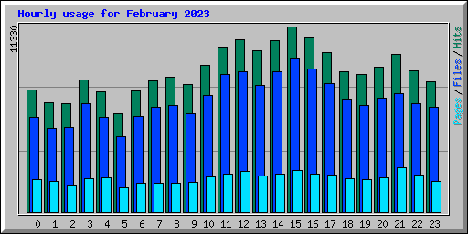 Hourly usage for February 2023