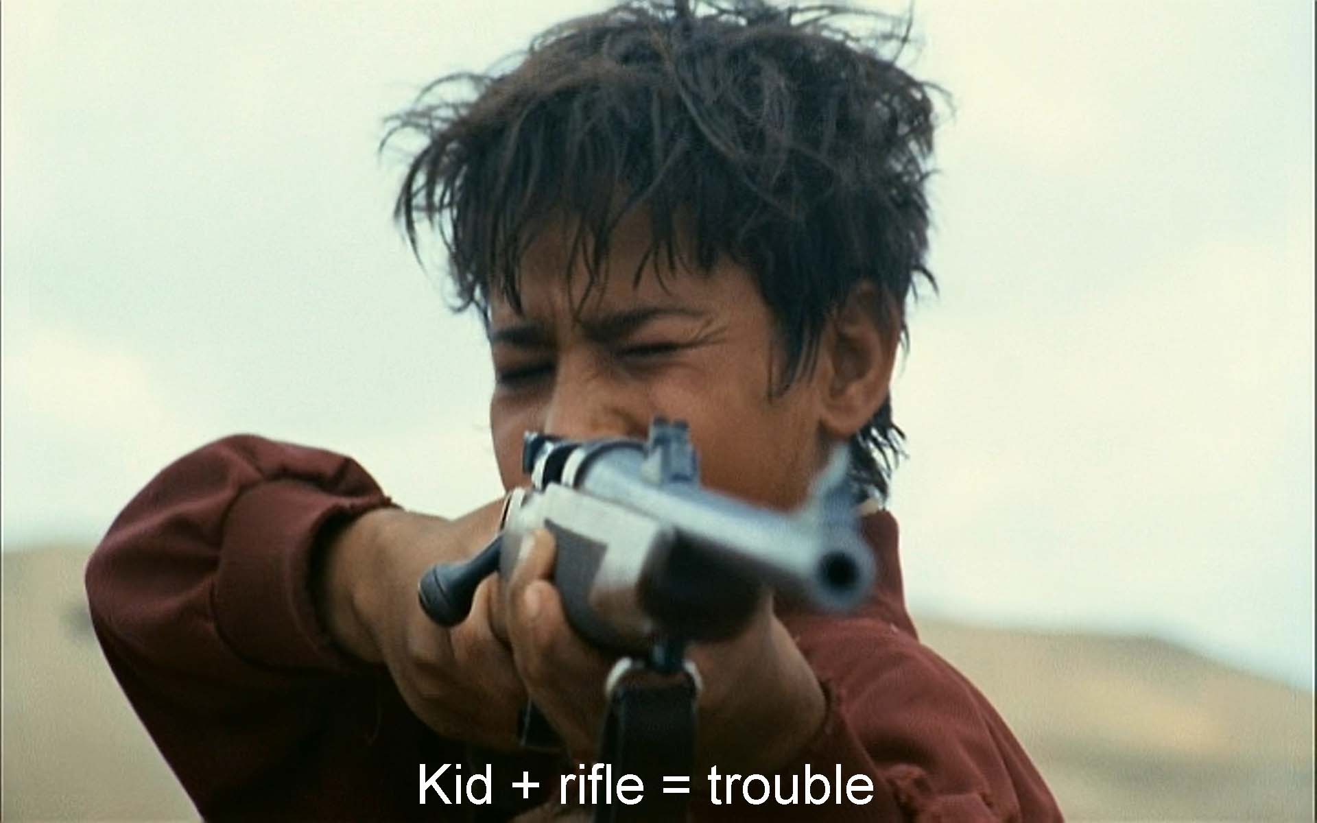 Kid + rifle = trouble