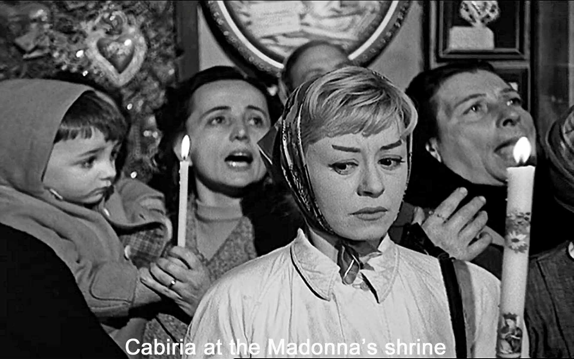 Cabiria at the Madonna's shrine