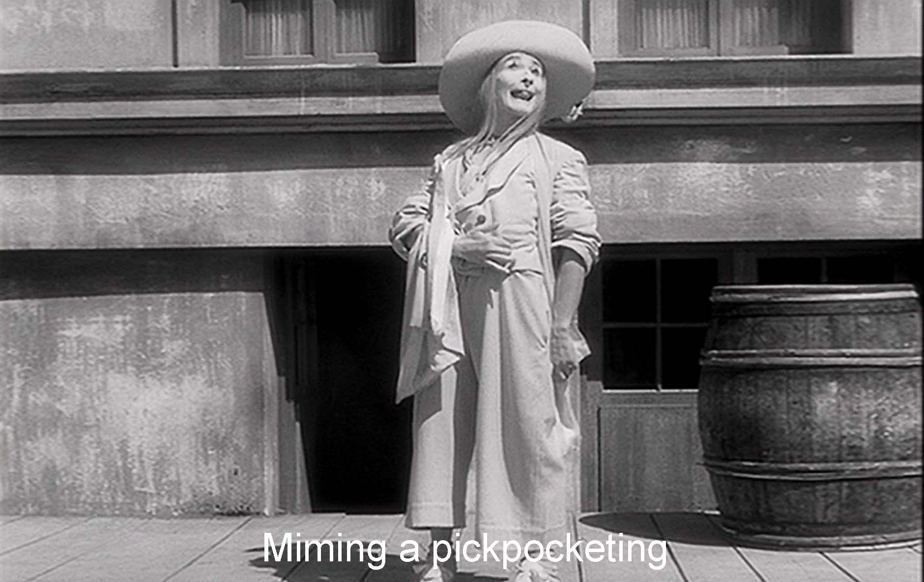 Miming a pickpocketing