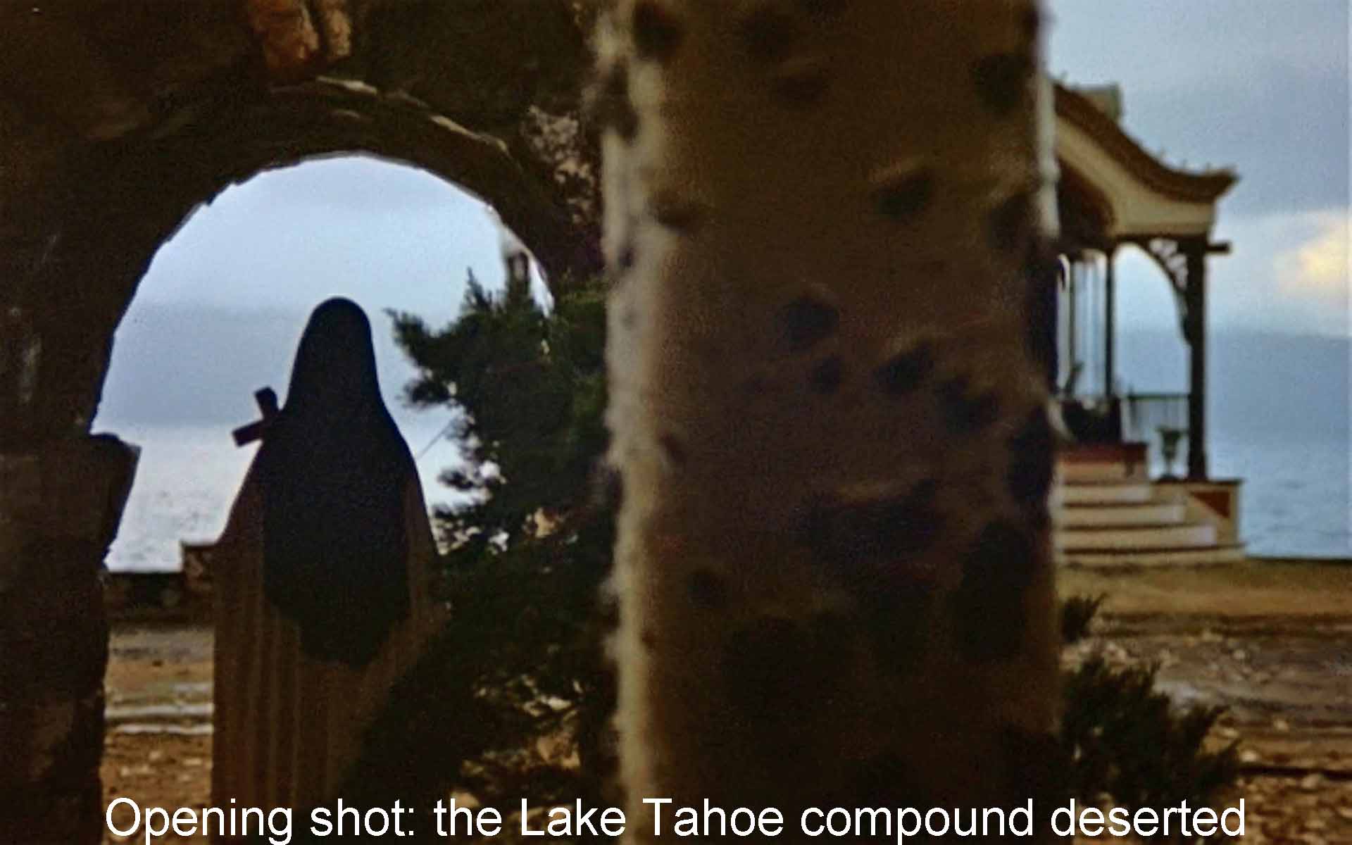 Opening shot: the Lake Tahoe compound deserted